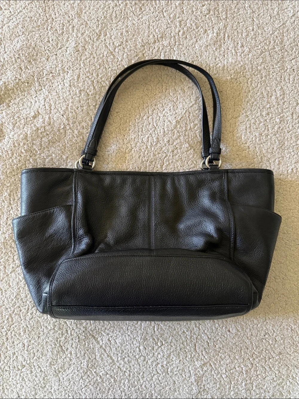 Coach Black Pebbled Leather Shoulder Tote